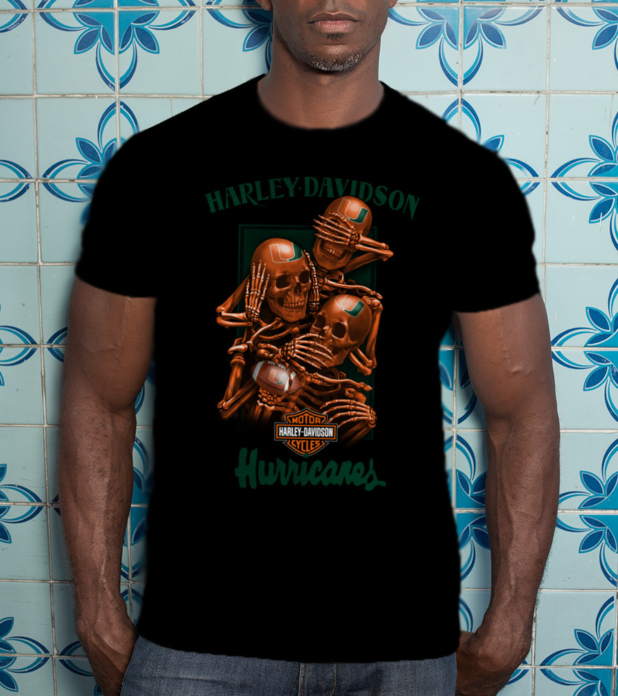 Harley Davidson Motor Cycles Hurricanes Miami Hurricanes T-Shirt