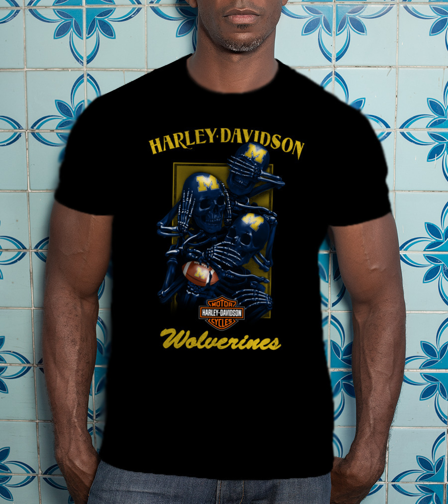 Harley Davidson Motor Cycles Michigan Wolverines T-Shirt