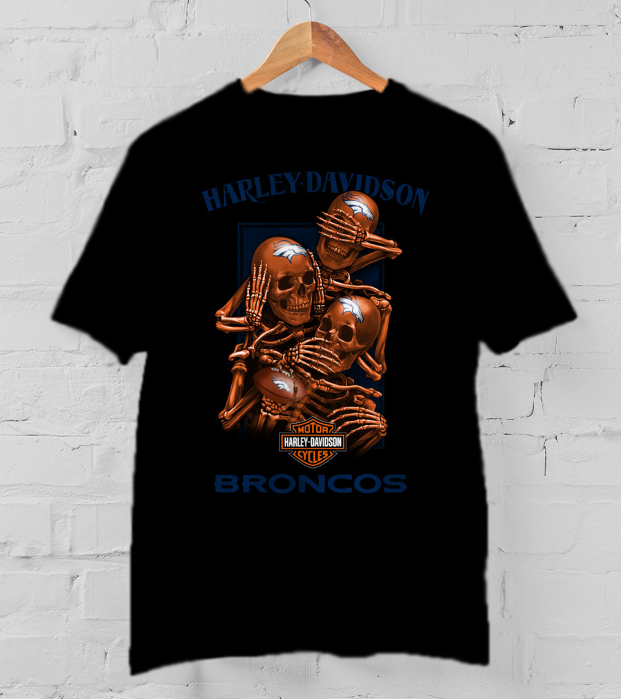 Harley Davidson Motor Cycles Nfl Denver Broncos T-Shirt