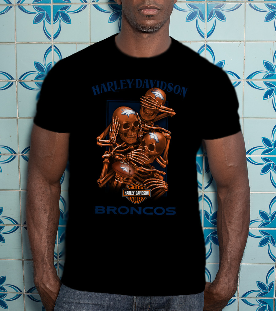 Harley Davidson Motor Cycles Nfl Denver Broncos T-Shirt