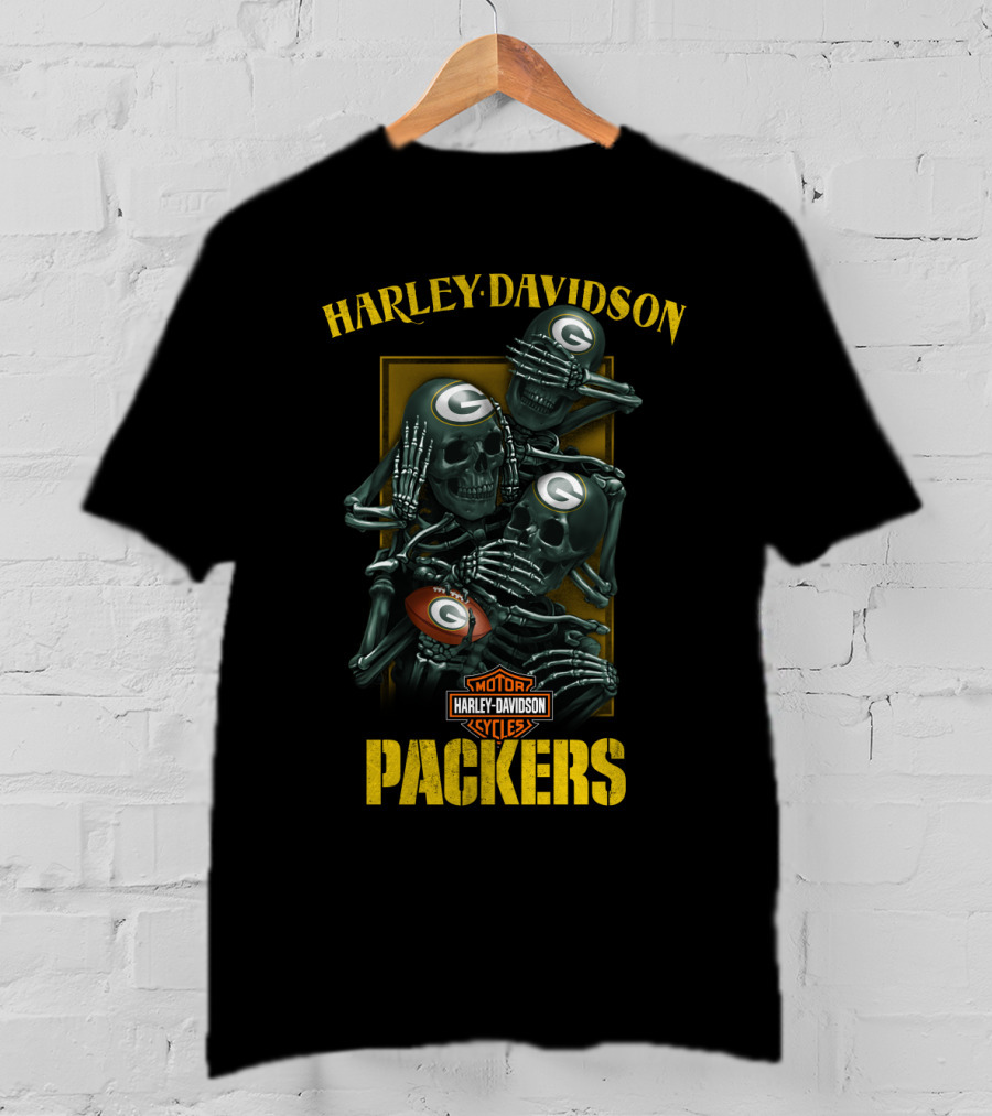 Harley Davidson Motor Cycles Packers Nfl Green Bay Packers T-Shirt