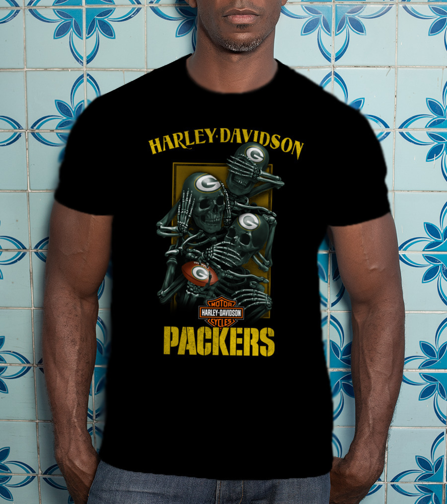 Harley Davidson Motor Cycles Packers Nfl Green Bay Packers T-Shirt