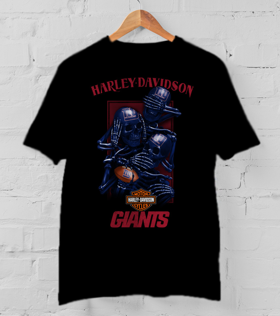 Harley Davidson Motor Cycles New York Giants Nfl T-Shirt