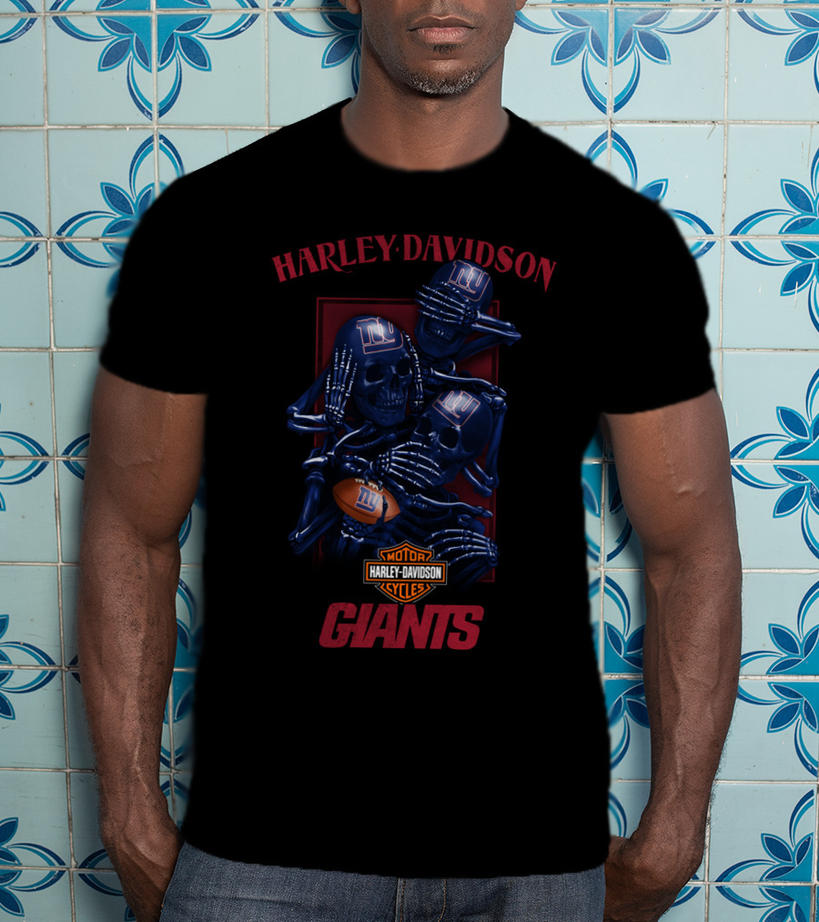 Harley Davidson Motor Cycles New York Giants Nfl T-Shirt