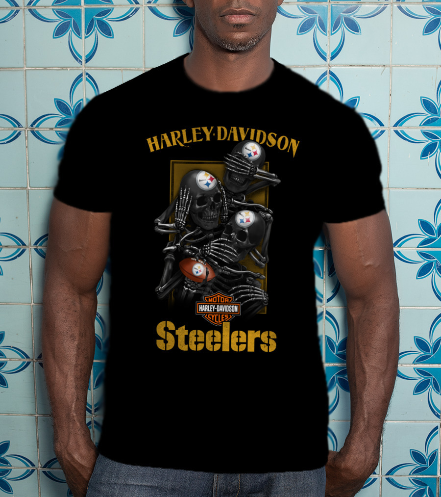Harley Davidson Motor Cycles Steelers Hl1402 Nfl Pittsburgh Steelers T-Shirt