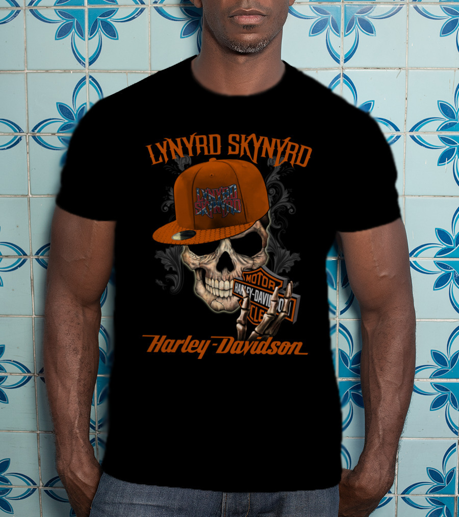 Lynyrd Skynyrd Harley Davidson Skull Cap T-Shirt