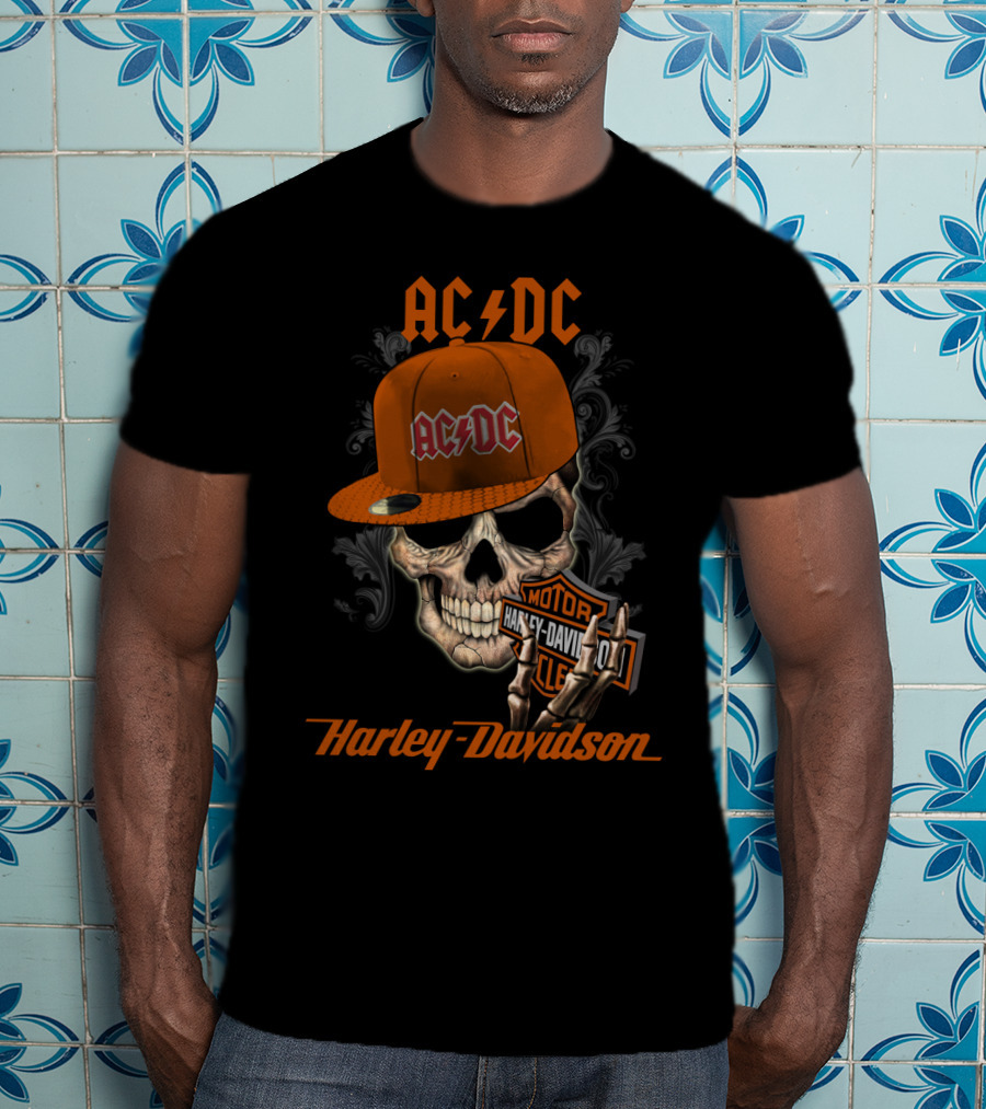 Acdc Skull Harley Davidson Hat T-Shirt