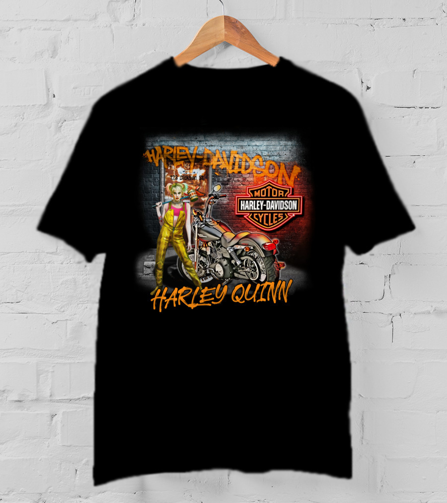 Harley Quinn Harley Davidson Motor Cycles Street Scene T-Shirt