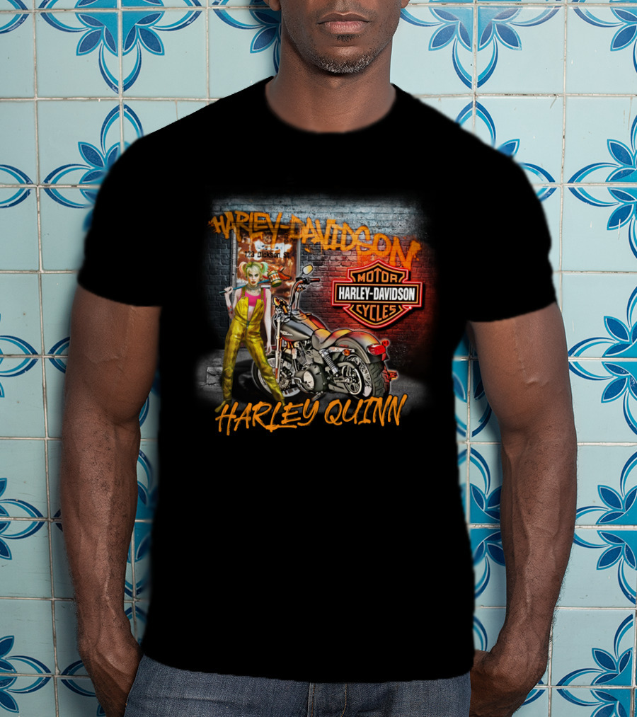 Harley Quinn Harley Davidson Motor Cycles Street Scene T-Shirt