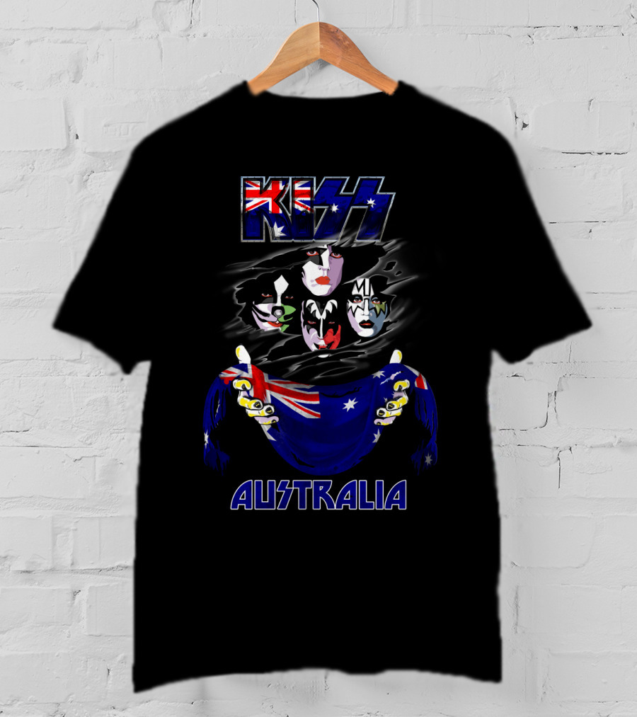 Kiss Australia Faces With Flag T-Shirt