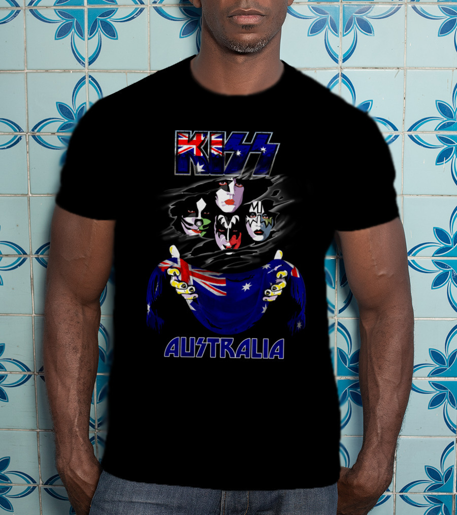 Kiss Australia Faces With Flag T-Shirt