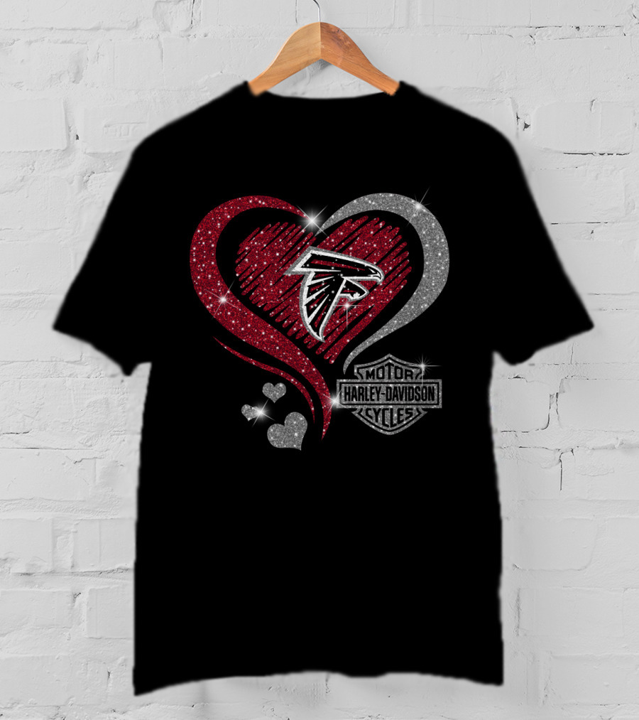 Atlanta Falcons Heart Harley Davidson Cycles T-Shirt