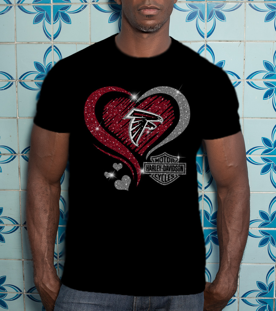 Atlanta Falcons Heart Harley Davidson Cycles T-Shirt