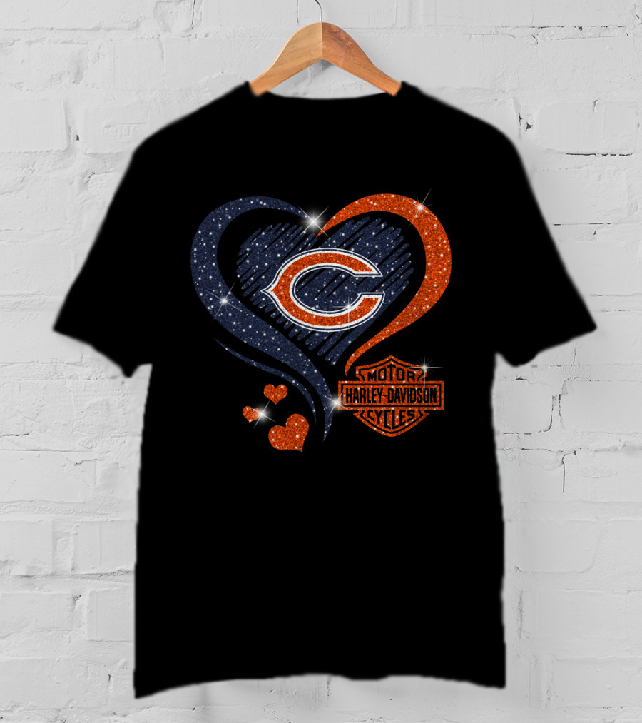 Chicago Bears Heart Harley Davidson T-Shirt