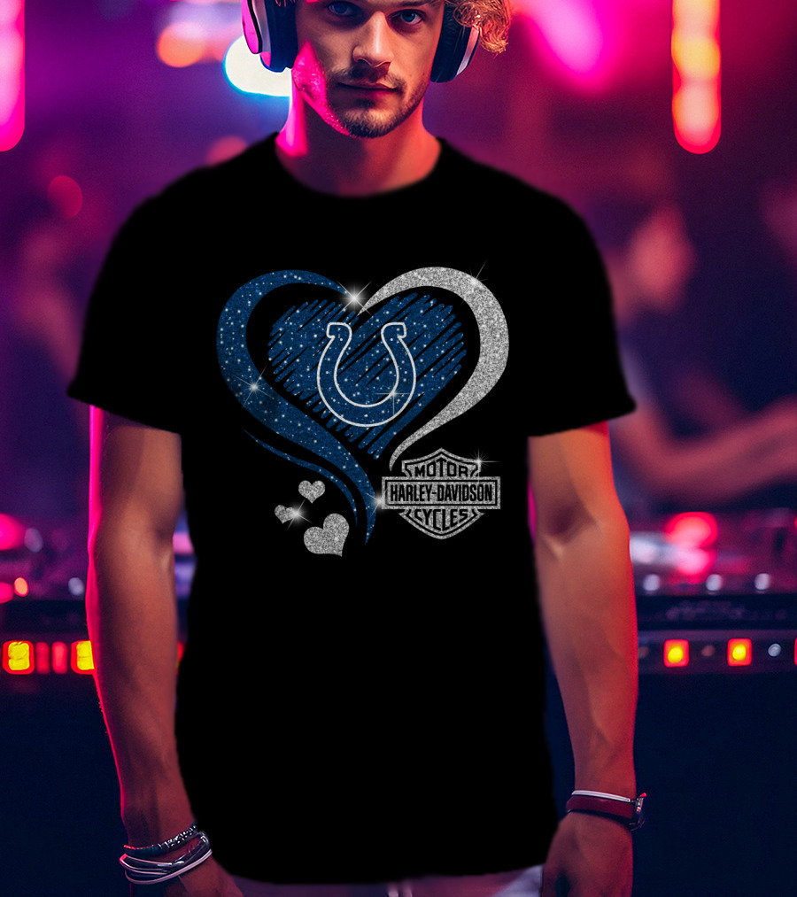 Harley Davidson Heart Indianapolis Colts T-Shirt