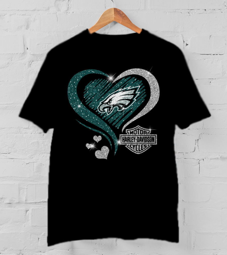 Philadelphia Eagles Harley Davidson Heart T-Shirt