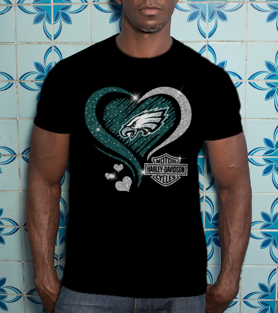 Philadelphia Eagles Harley Davidson Heart T-Shirt