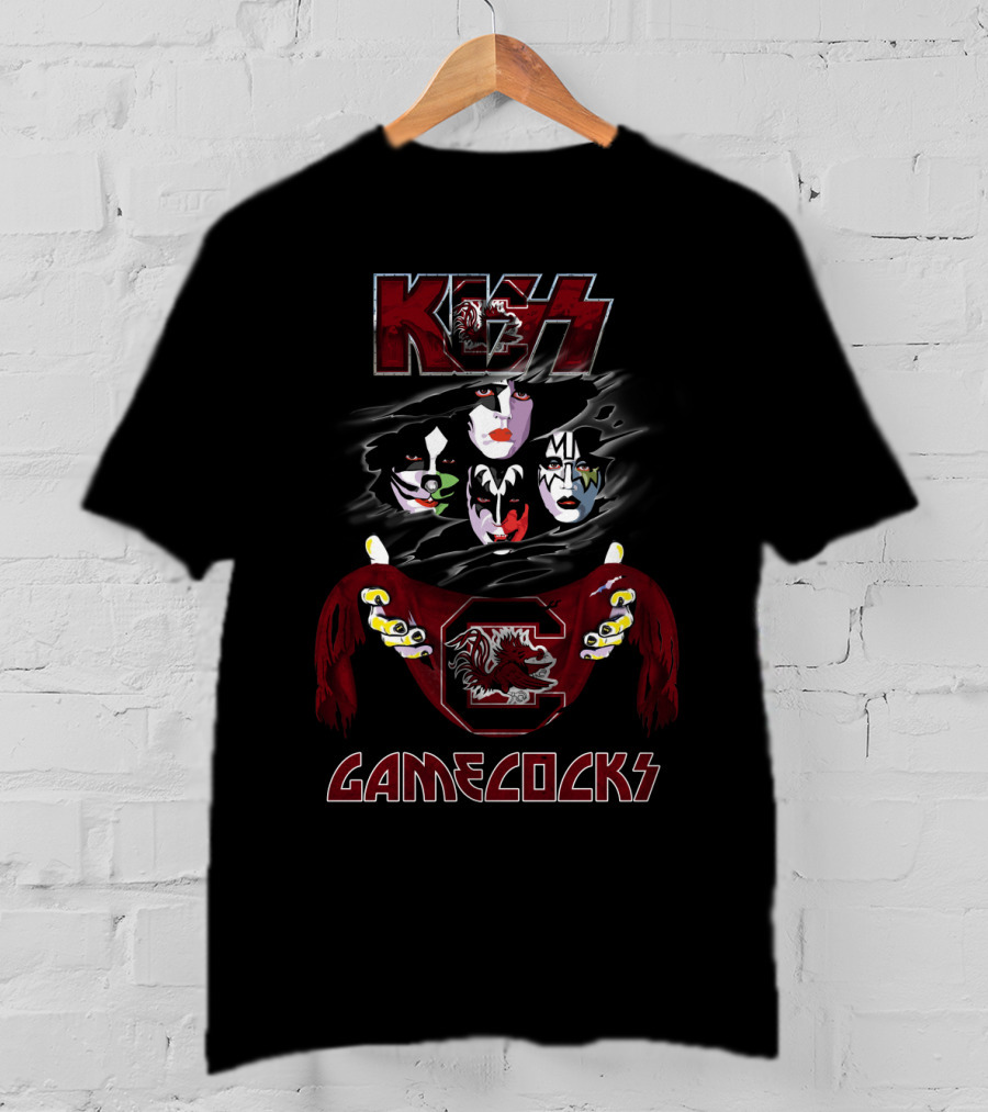 KISS South Carolina Gamecocks Rock Band Faces And Mascot T-Shirt