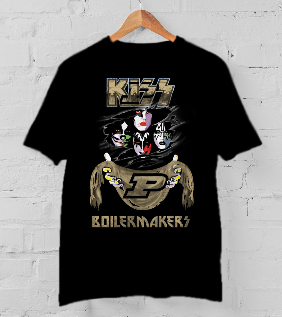 KISS Purdue Boilermakers P Logo Band Faces T-Shirt