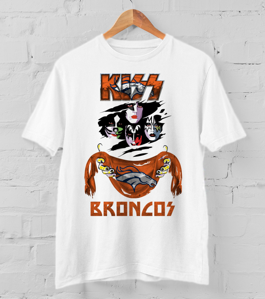 KISS Denver Broncos NFL Rock Band Crossover T-Shirt