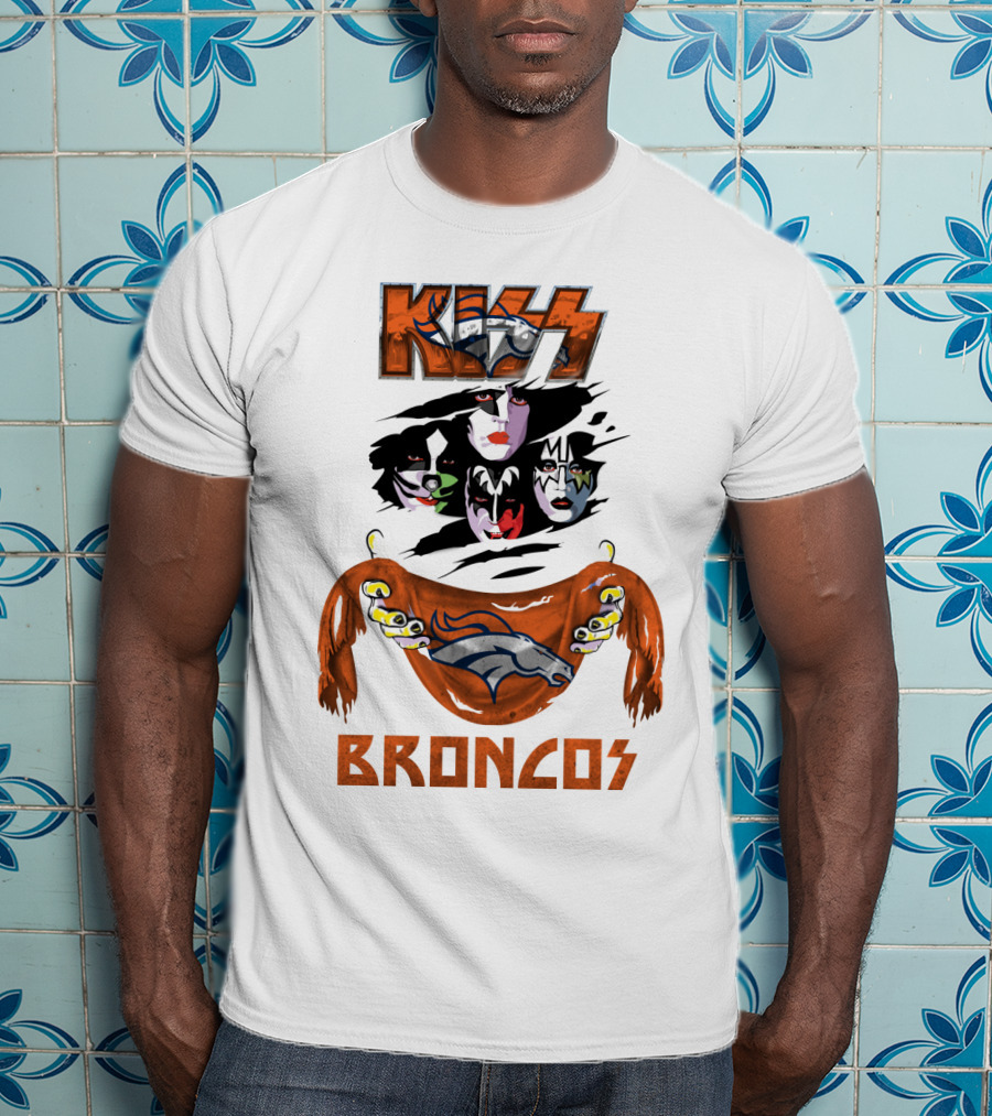 KISS Denver Broncos NFL Rock Band Crossover T-Shirt