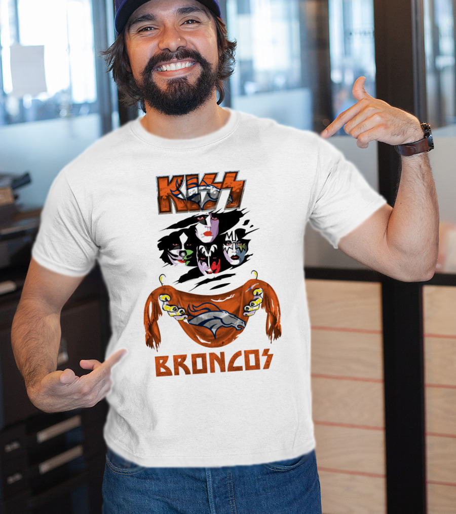KISS Denver Broncos NFL Rock Band Crossover T-Shirt
