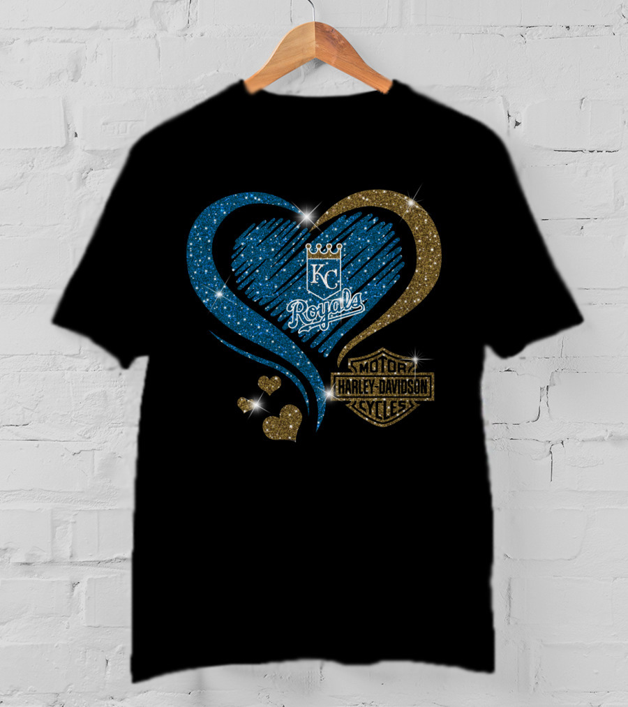 Kc Royals Harley Davidson Heart Sparkle T-Shirt