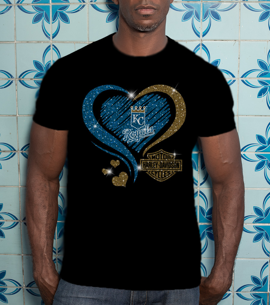 Kc Royals Harley Davidson Heart Sparkle T-Shirt