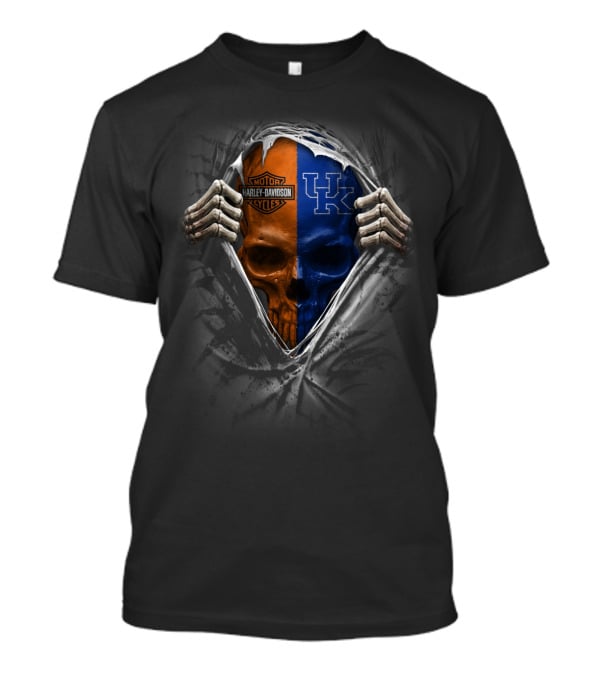 Harley Davidson Motor Cycles Kentucky Wildcats Skull T-Shirt