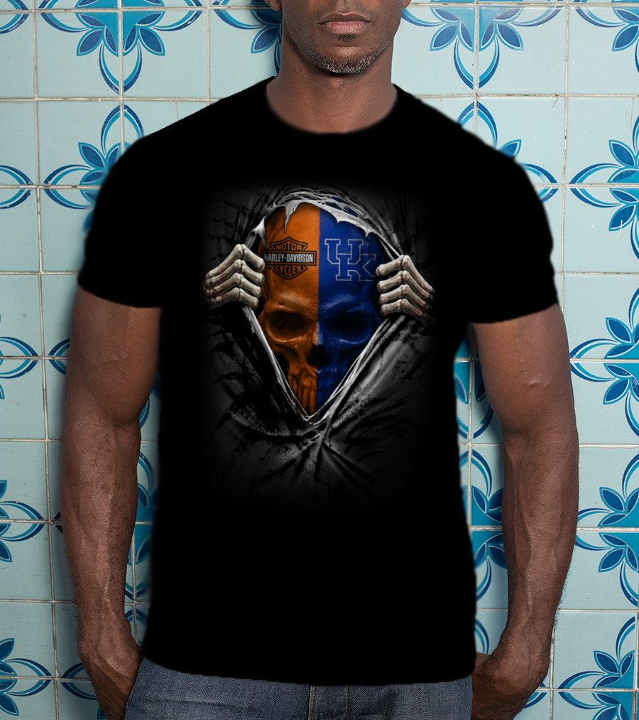 Harley Davidson Motor Cycles Kentucky Wildcats Skull T-Shirt