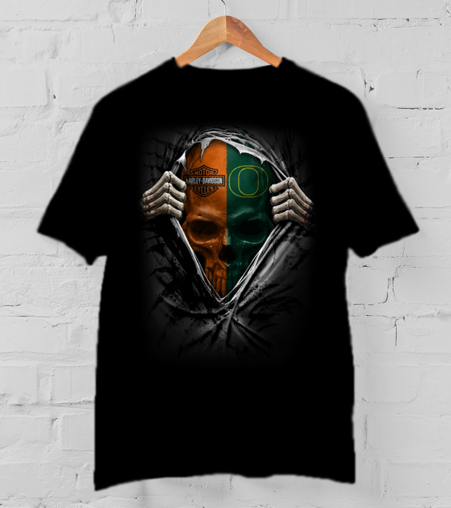 Harley Davidson Oregon Ducks Skull Xa Ncaa T-Shirt