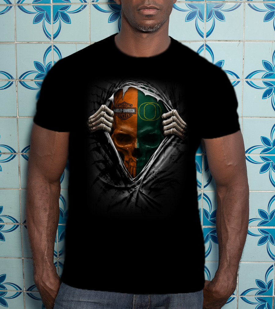 Harley Davidson Oregon Ducks Skull Xa Ncaa T-Shirt