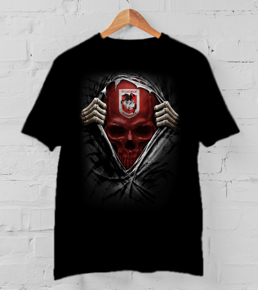 XA NRL St George Illawarra Dragons Skull T-Shirt