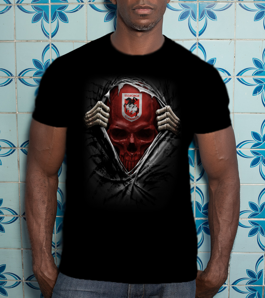XA NRL St George Illawarra Dragons Skull T-Shirt