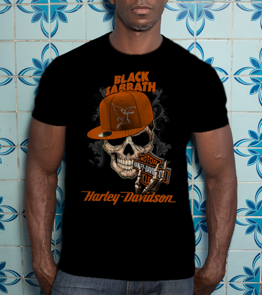 Black Sabbath Harley Davidson Skull Hat T-Shirt
