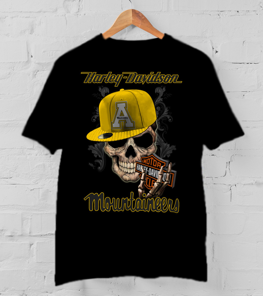 Harley Davidson Appalachian State Mountaineers Skull With Cap T-Shirt