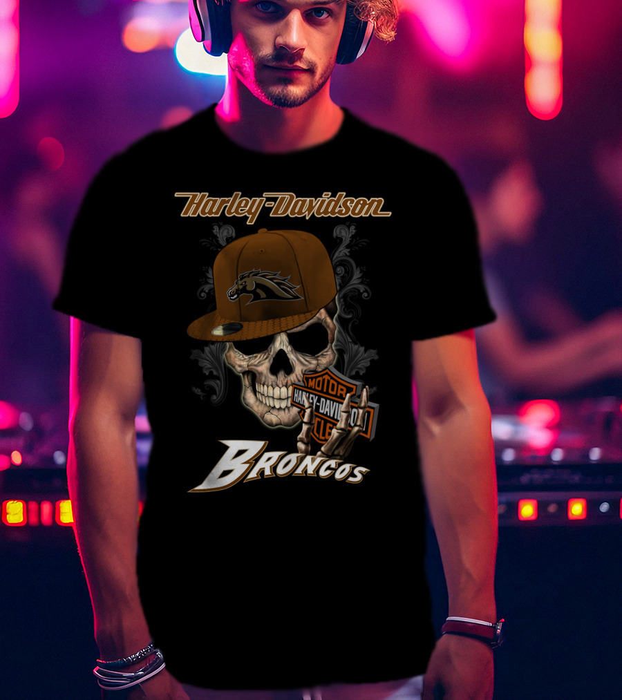 Harley Davidson Western Michigan Broncos Skull T-Shirt