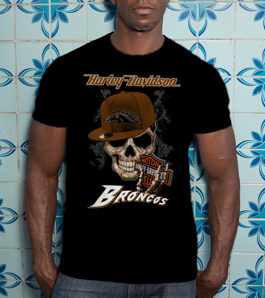 Harley Davidson Western Michigan Broncos Skull T-Shirt
