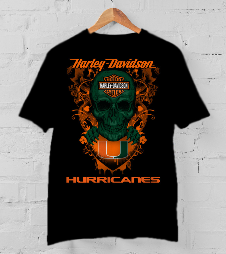 Harley Davidson Miami Hurricanes Skull T-Shirt