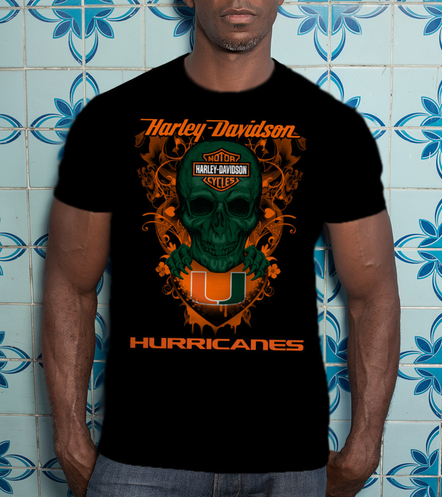 Harley Davidson Miami Hurricanes Skull T-Shirt