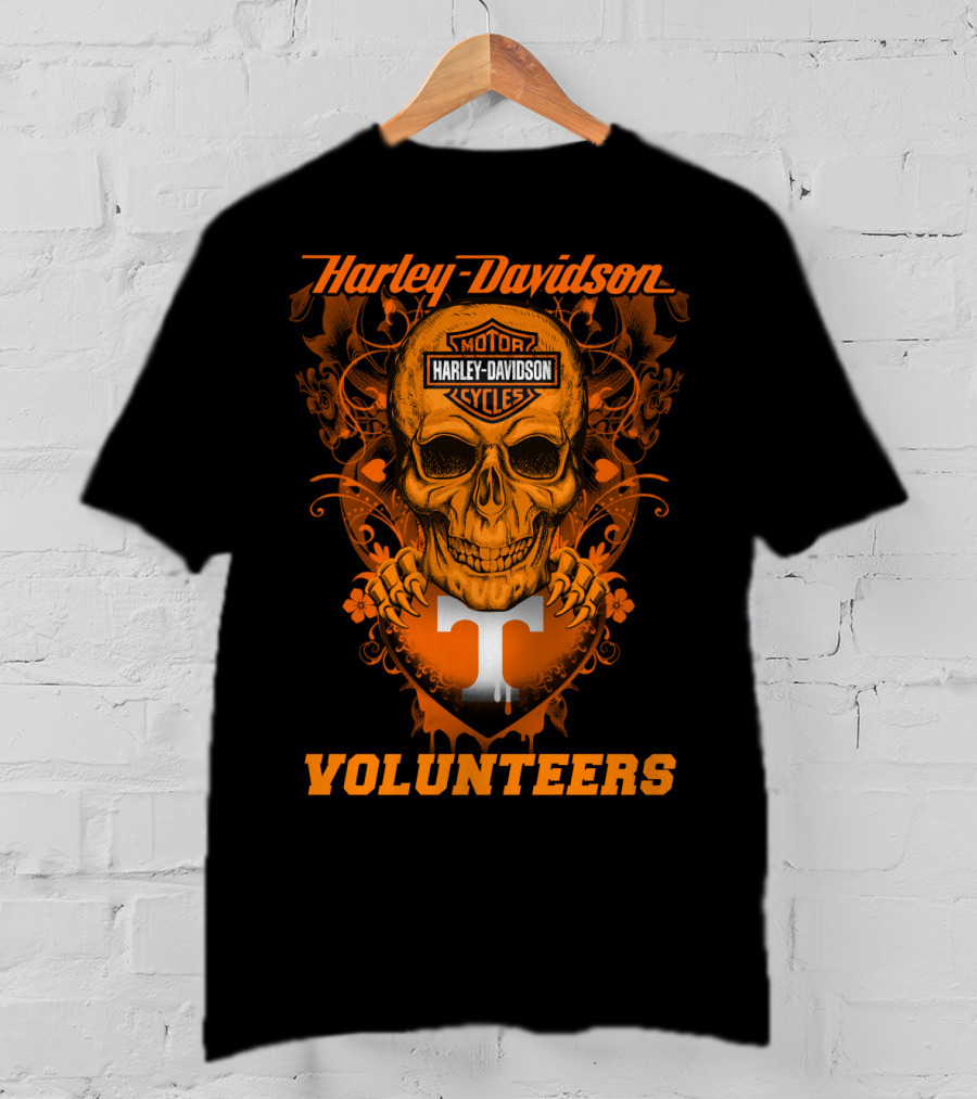 Harley Davidson Tennessee Volunteers Skull Art T-Shirt