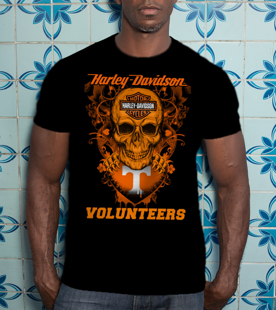 Harley Davidson Tennessee Volunteers Skull Art T-Shirt