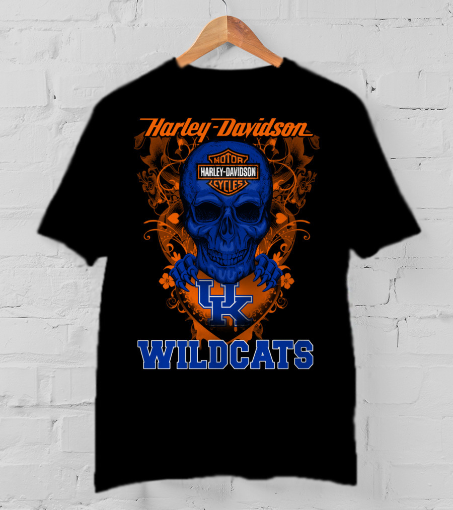 Harley Davidson Kentucky Wildcats Skull Motorcycle Cycles T-Shirt