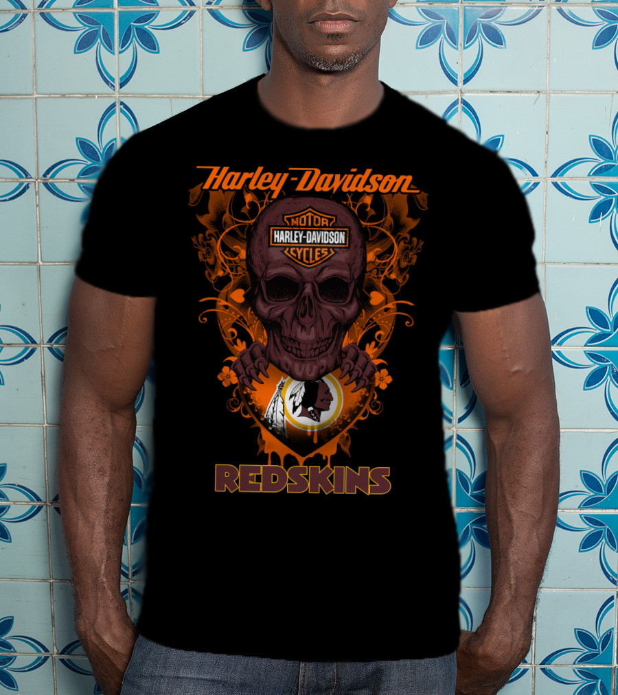 Harley Davidson Redskins Skull T-Shirt