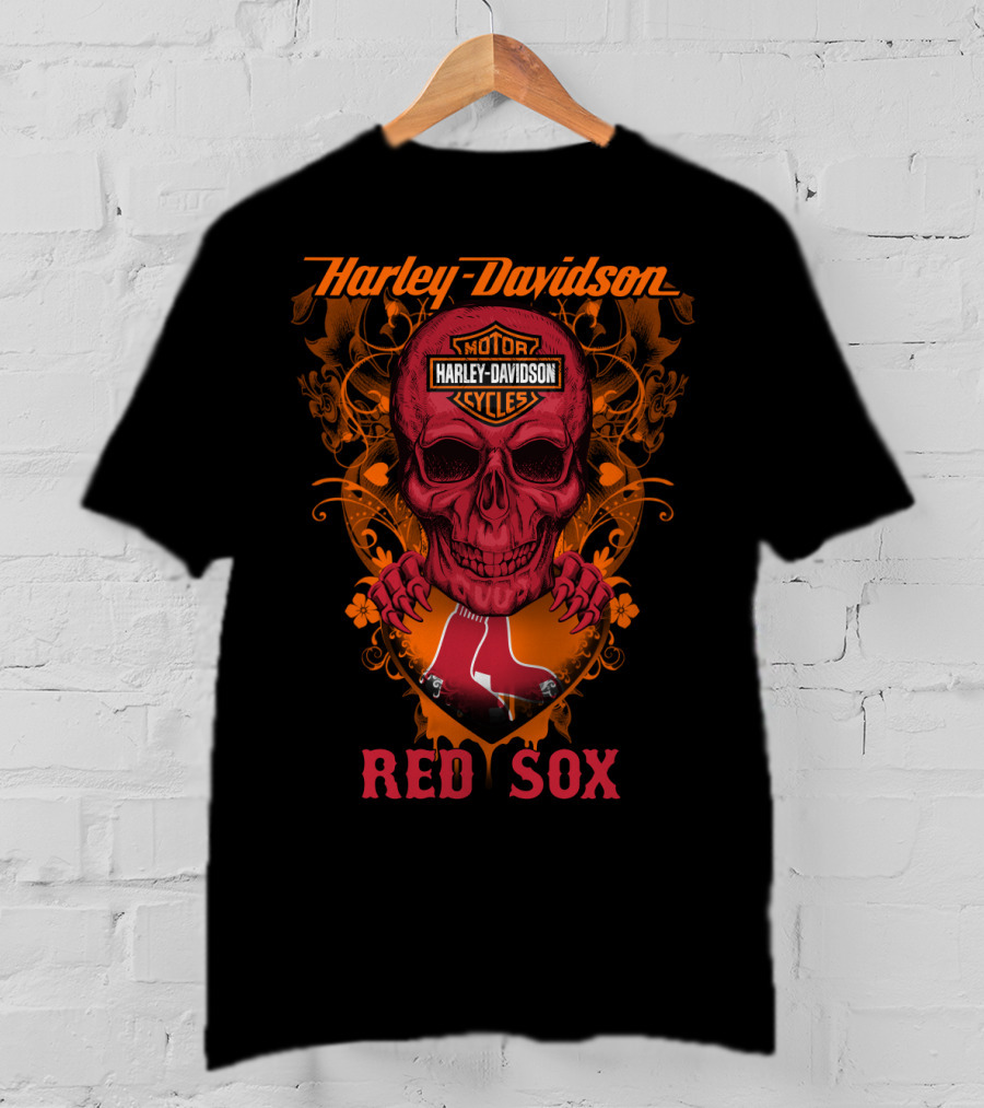 Harley Davidson Motor Cycles Red Sox Boston Mlb T-Shirt