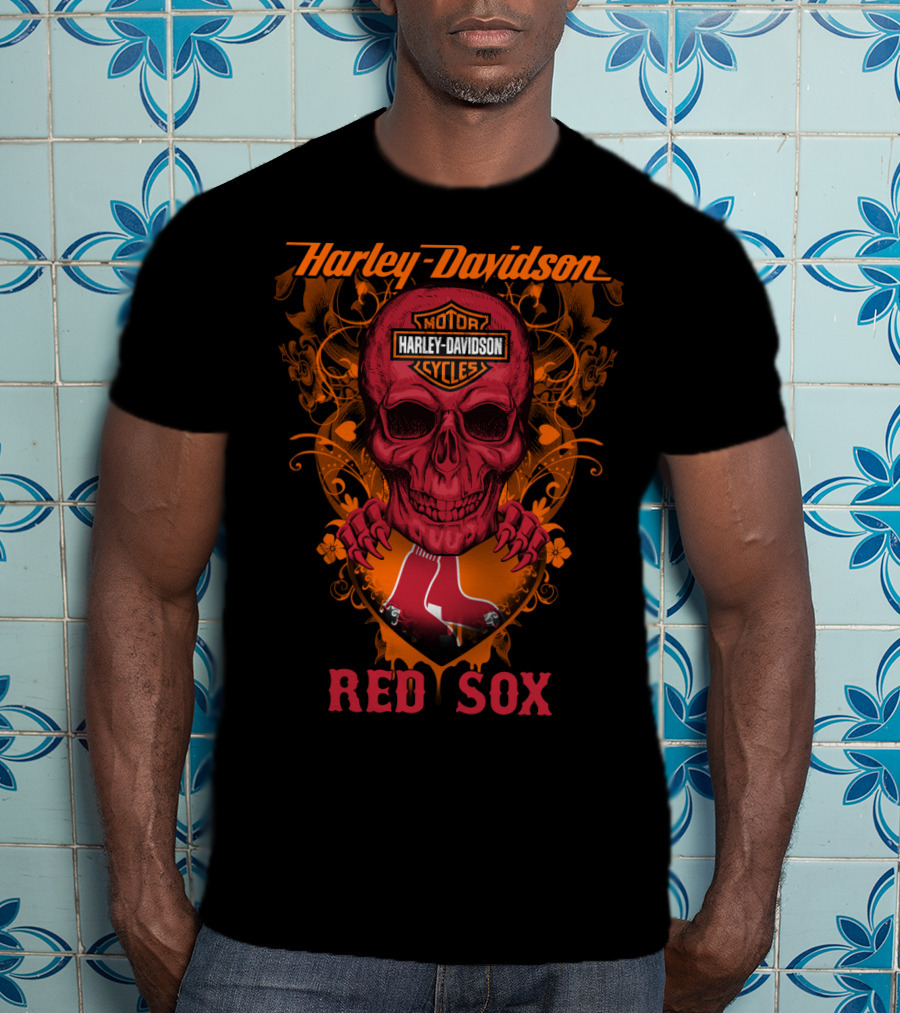 Harley Davidson Motor Cycles Red Sox Boston Mlb T-Shirt