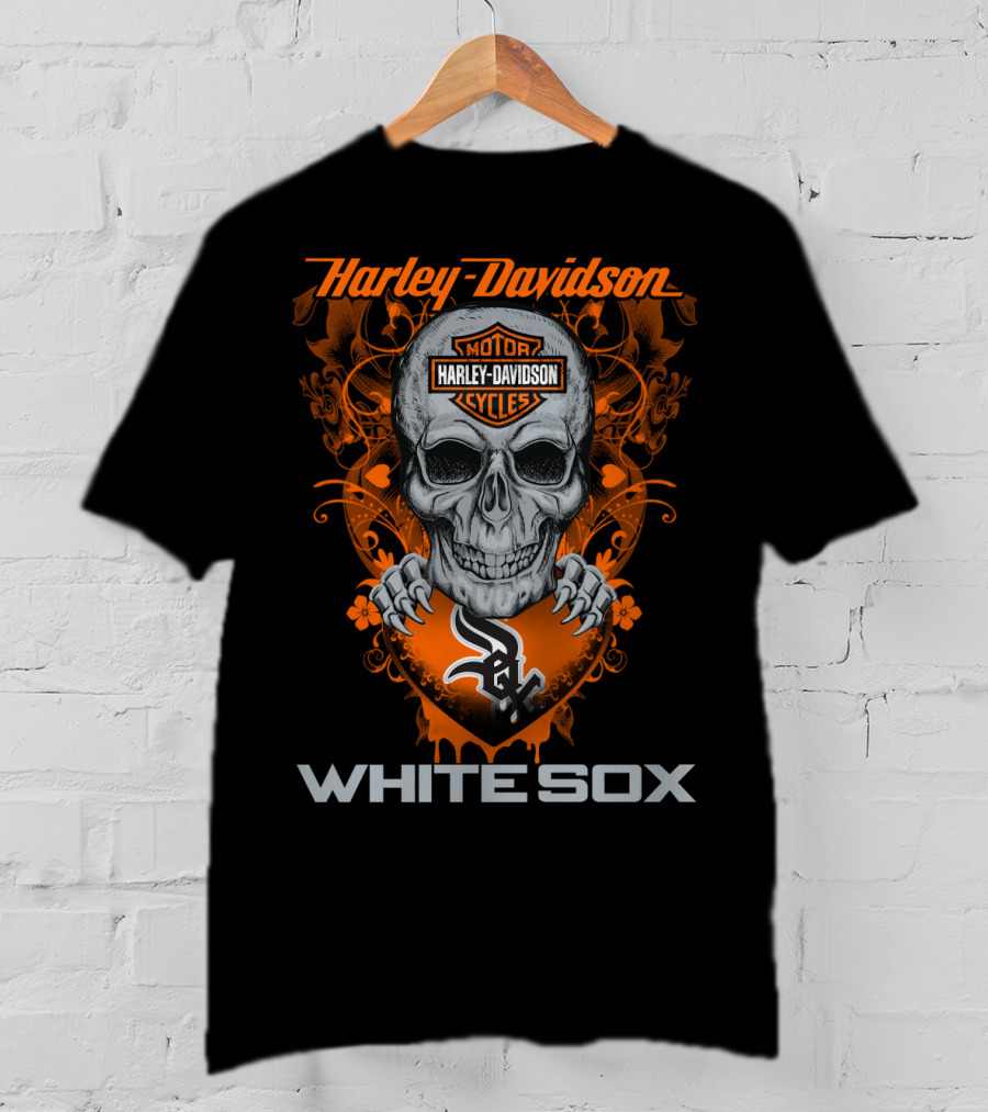 Harley Davidson Motorcycles White Sox Skull T-Shirt