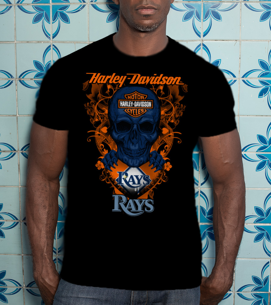 Harley Davidson Rays Tampa Bay Skull Motor Cycles T-Shirt