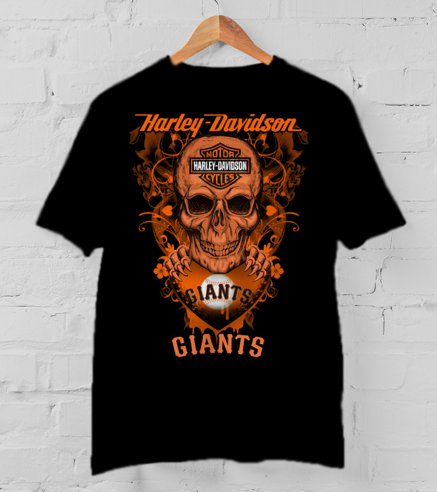 Harley Davidson Motor Cycles Giants Baseball San Francisco T-Shirt