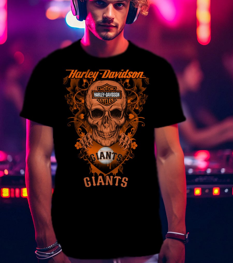 Harley Davidson Motor Cycles Giants Baseball San Francisco T-Shirt